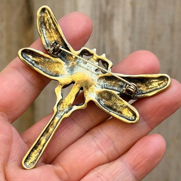 Brand New Large Rhinestone Dragonfly Brooch Vintage Style Dragonfly Pin - Picture 3 of 3